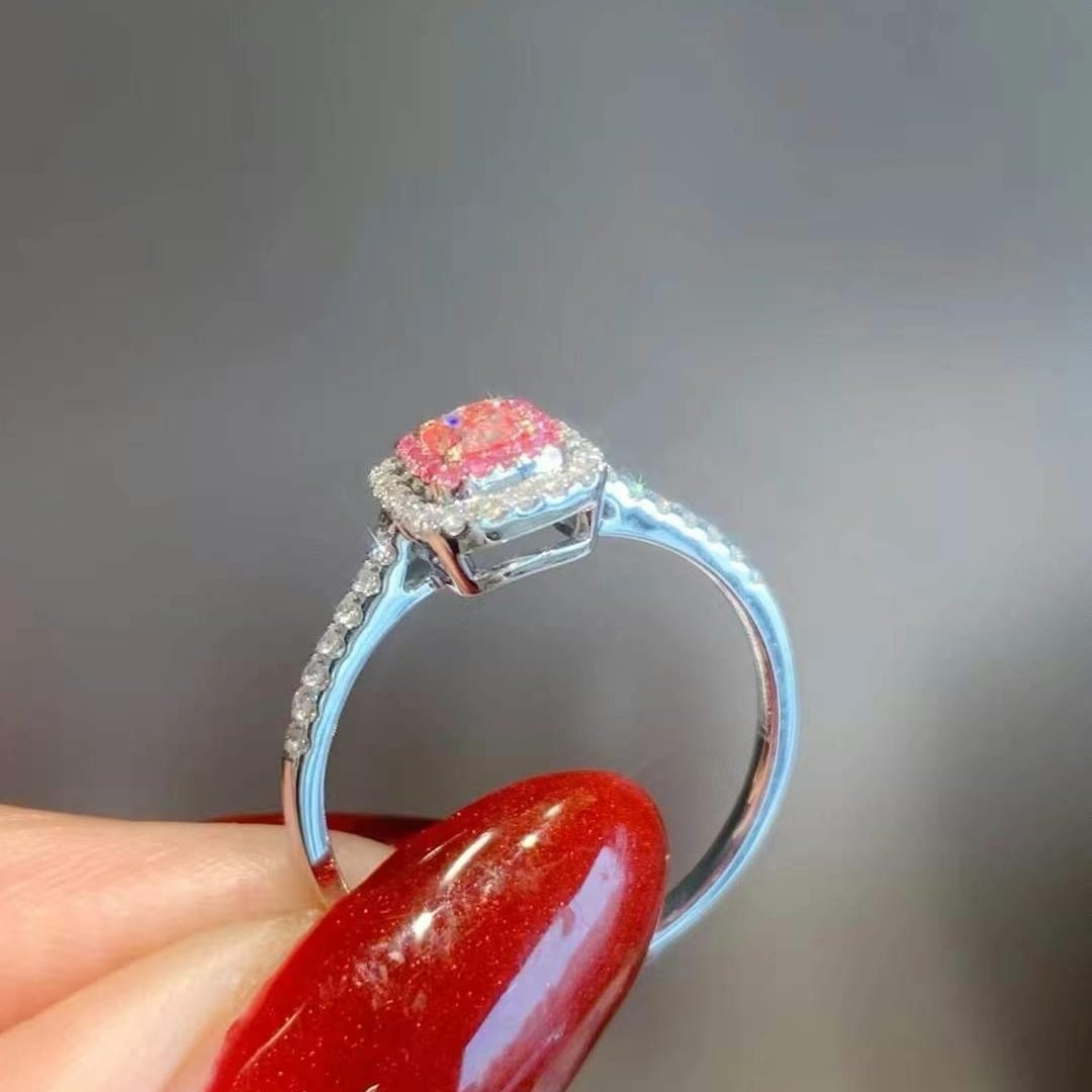 14k Gold 0.49 Ctw Natural Pink Diamond & Diamond Ring - 2