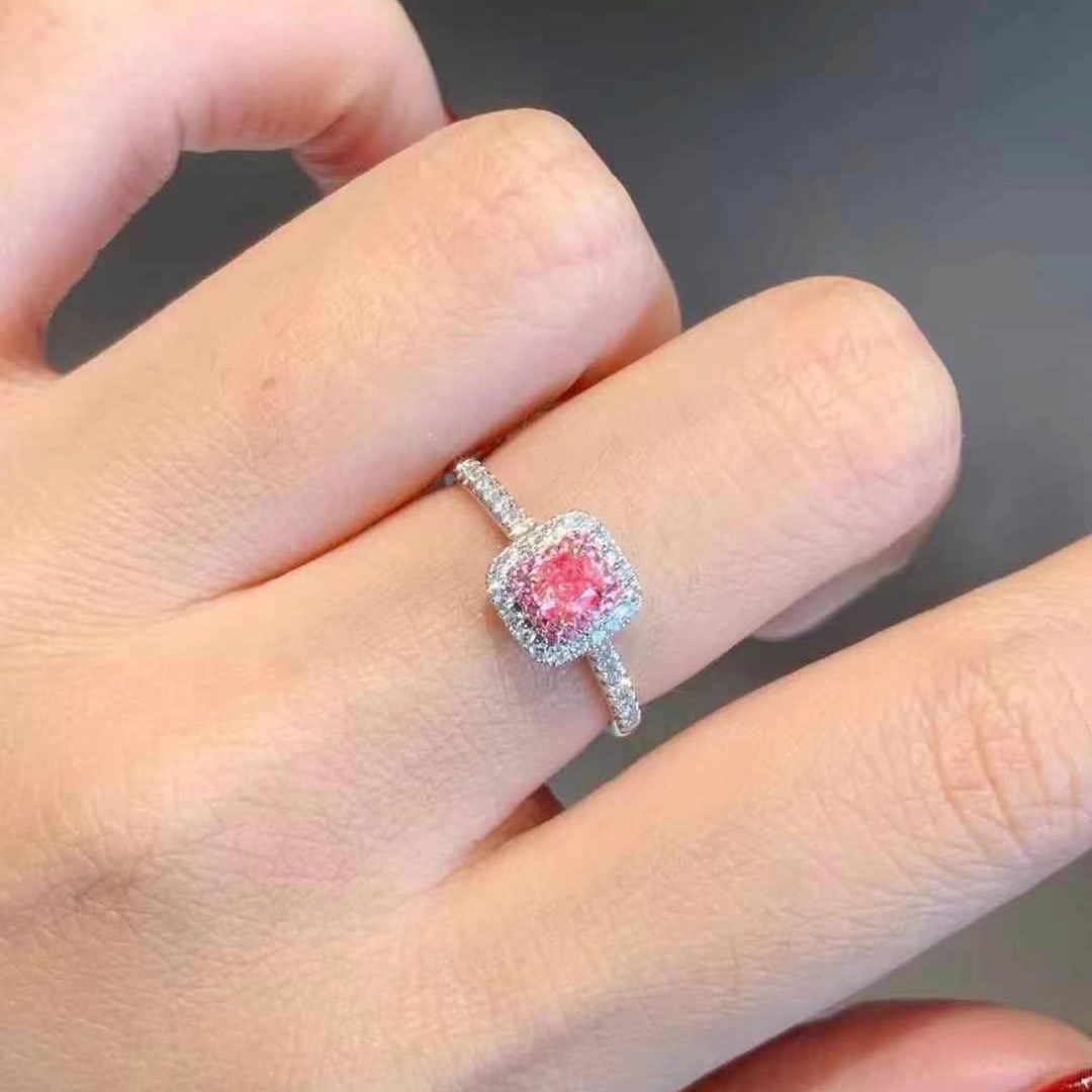 14k Gold 0.49 Ctw Natural Pink Diamond & Diamond Ring - 3
