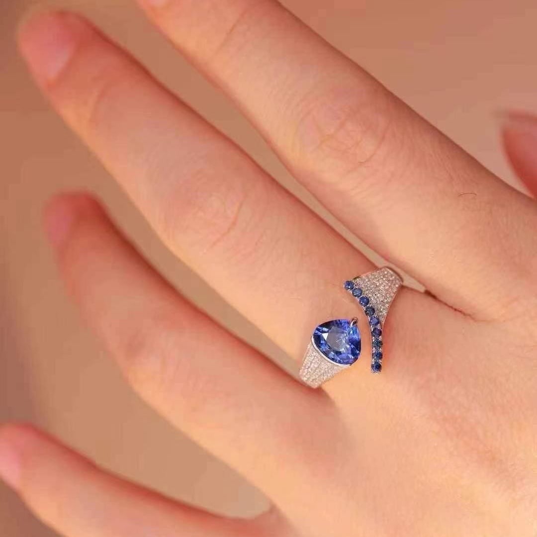 14k Gold 1.40 Ctw Natural Sapphire & Diamond Ring - 2