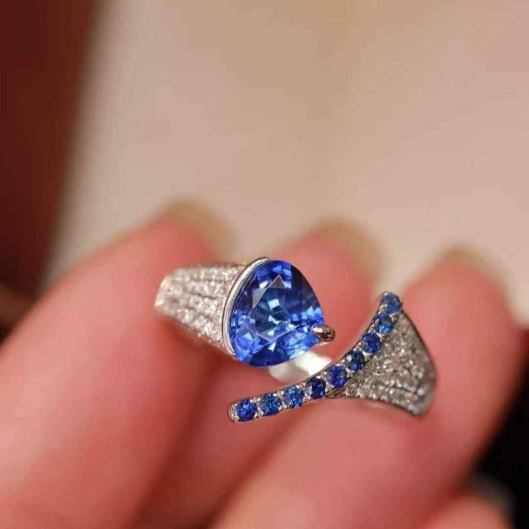 14k Gold 1.40 Ctw Natural Sapphire & Diamond Ring - 5
