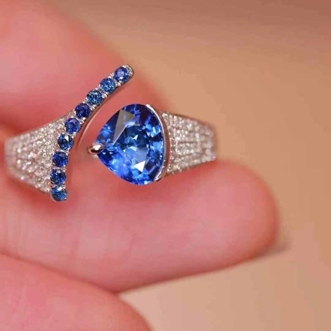 14k Gold 1.40 Ctw Natural Sapphire & Diamond Ring - 6