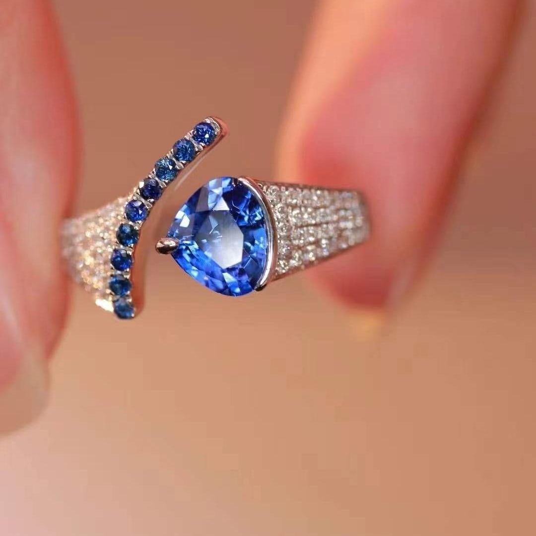 14k Gold 1.40 Ctw Natural Sapphire & Diamond Ring - 7