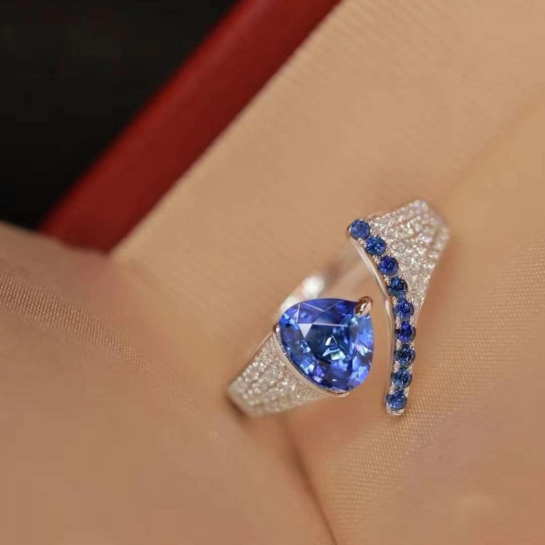 14k Gold 1.40 Ctw Natural Sapphire & Diamond Ring - 8