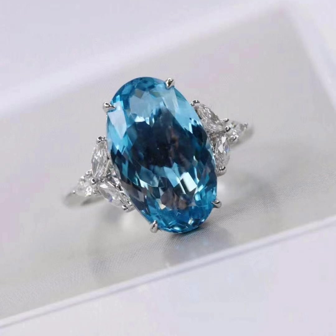 14k Gold 3.60 Ctw Natural Aquamarine & Diamond Ring - 2