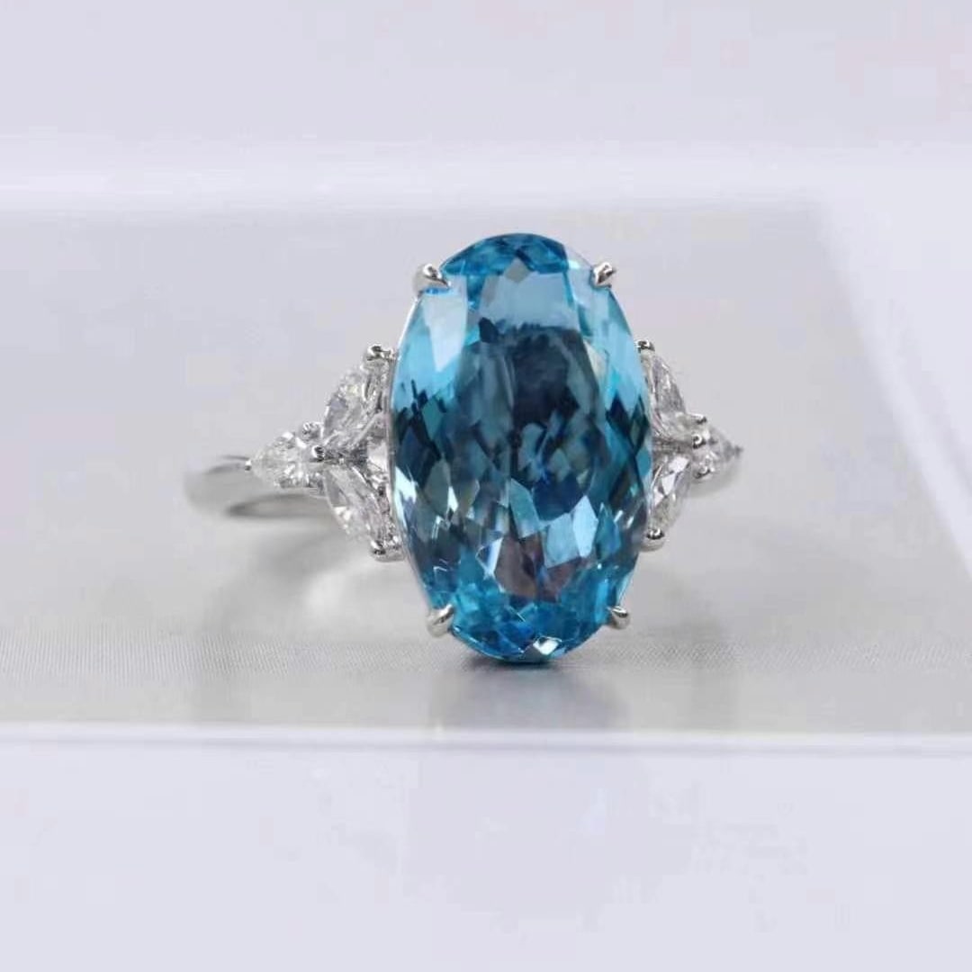 14k Gold 3.60 Ctw Natural Aquamarine & Diamond Ring - 6