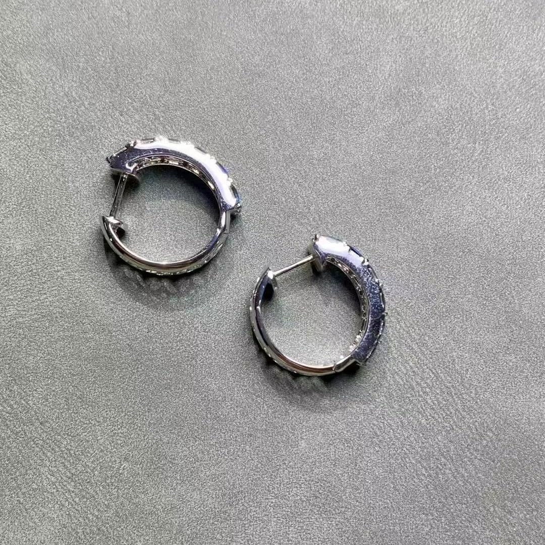 14k Gold 3.28 Ct Vivid Blue Natural Sapphire Earrings - 6