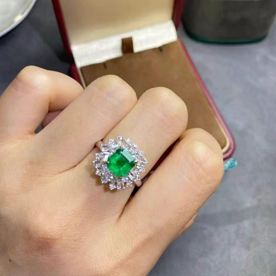 14k Gold 2.35 Ctw Vivid Green Natural Emerald & Diamond Ring/pendant( Without Chain ) - 2