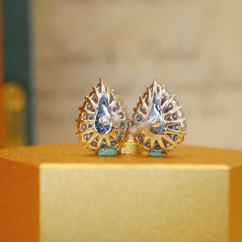 14k Gold 1.68 Ctw Natural Sapphire & Diamond Earrings - 4