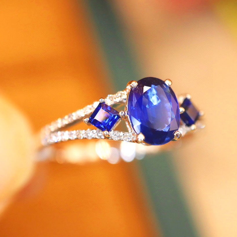 14k Gold 1.14 Ctw Natural Sapphire & Diamond Ring - 2