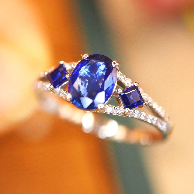14k Gold 1.14 Ctw Natural Sapphire & Diamond Ring - 3