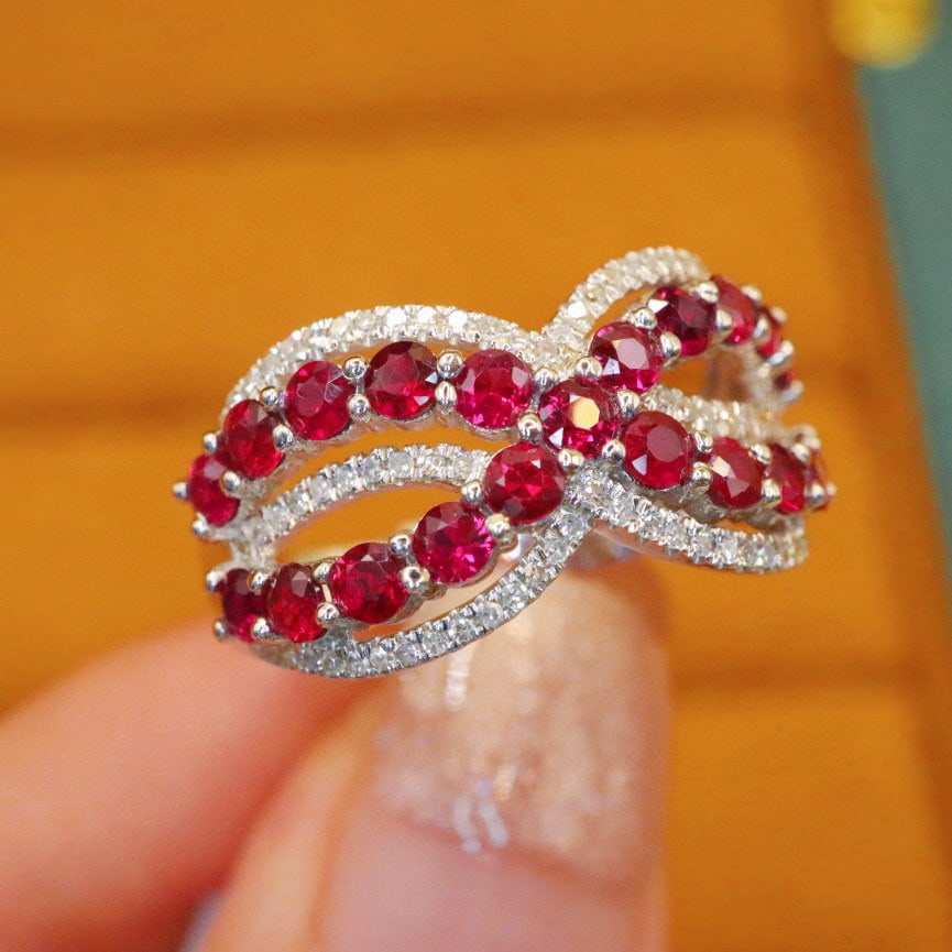 14k Gold 1.59 Ctw Natural Ruby & Diamond Ring - 2