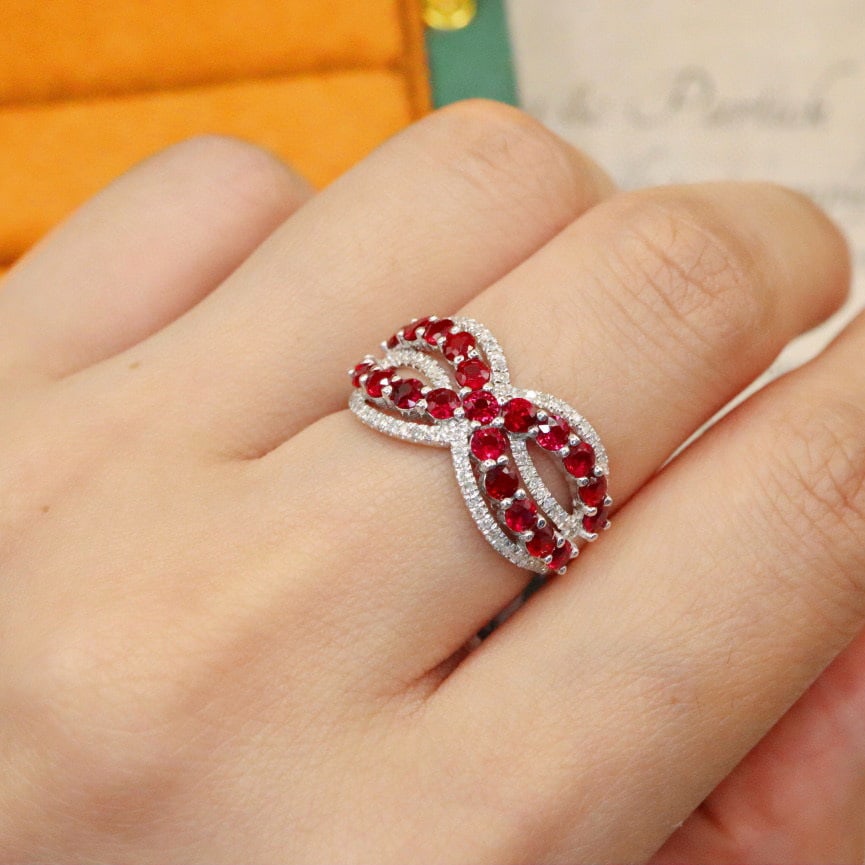 14k Gold 1.59 Ctw Natural Ruby & Diamond Ring - 6