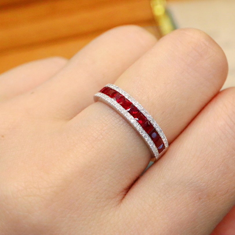14k Gold 1.07 Ctw Natural Ruby & Diamond Ring - 6