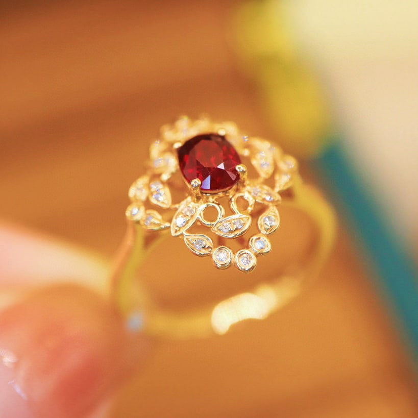 14k Gold 0.71 Ctw Natural Ruby & Diamond Ring - 3