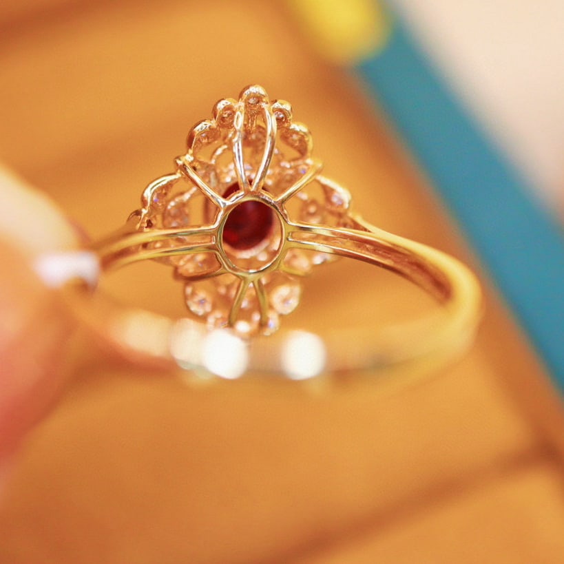 14k Gold 0.71 Ctw Natural Ruby & Diamond Ring - 4