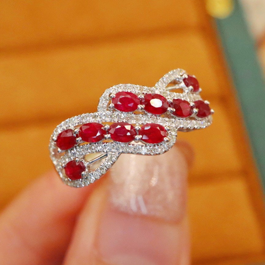 14k Gold 1.41 Ctw Natural Ruby & Diamond Ring - 2