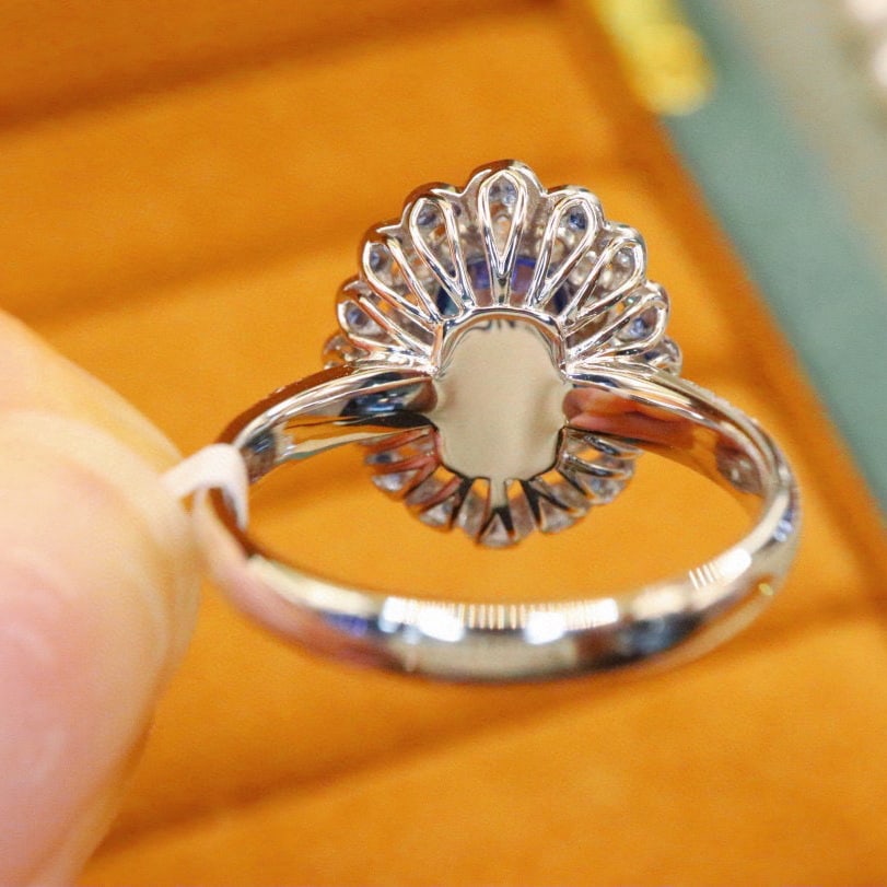14k Gold 3.23 Ctw Natural Sapphire & Diamond Ring - 4