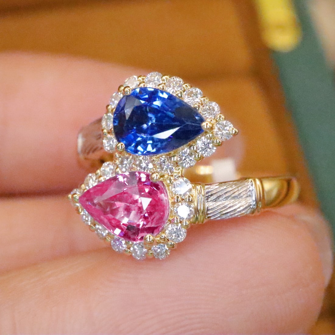 14k Gold 2.21 Ctw Natural Sapphire & Diamond & Toi Et Moi Ring - 2