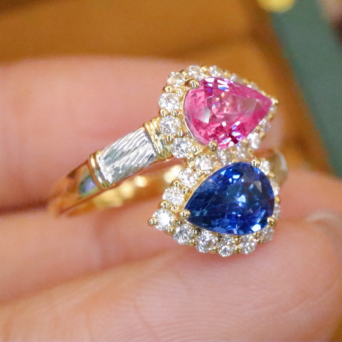 14k Gold 2.21 Ctw Natural Sapphire & Diamond & Toi Et Moi Ring - 3