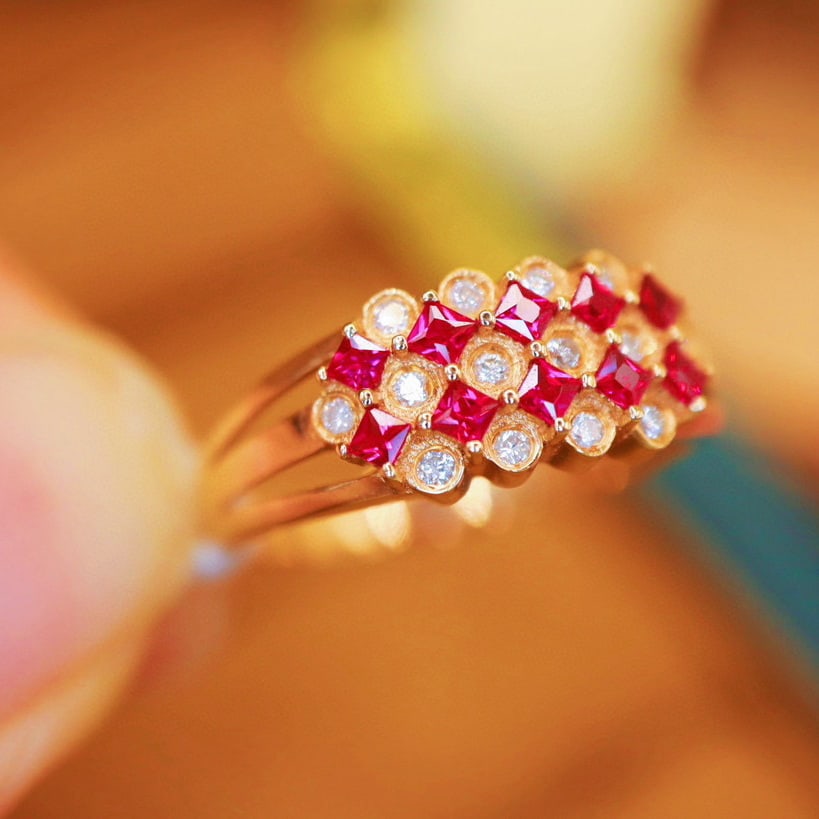 14k Gold 0.44 Ctw Natural Ruby & Diamond Ring - 2