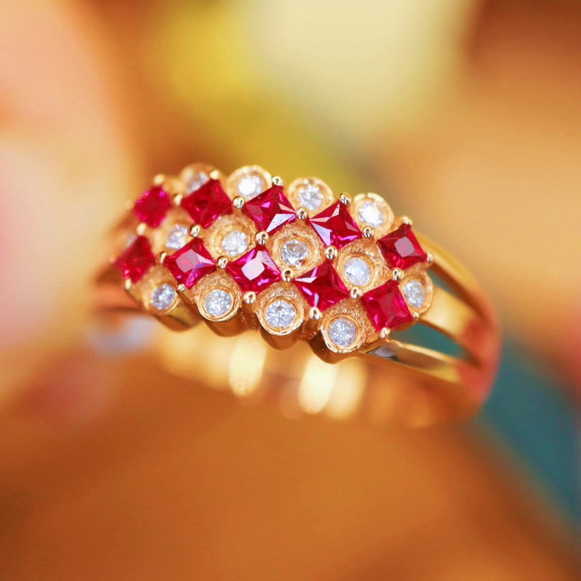 14k Gold 0.44 Ctw Natural Ruby & Diamond Ring - 3