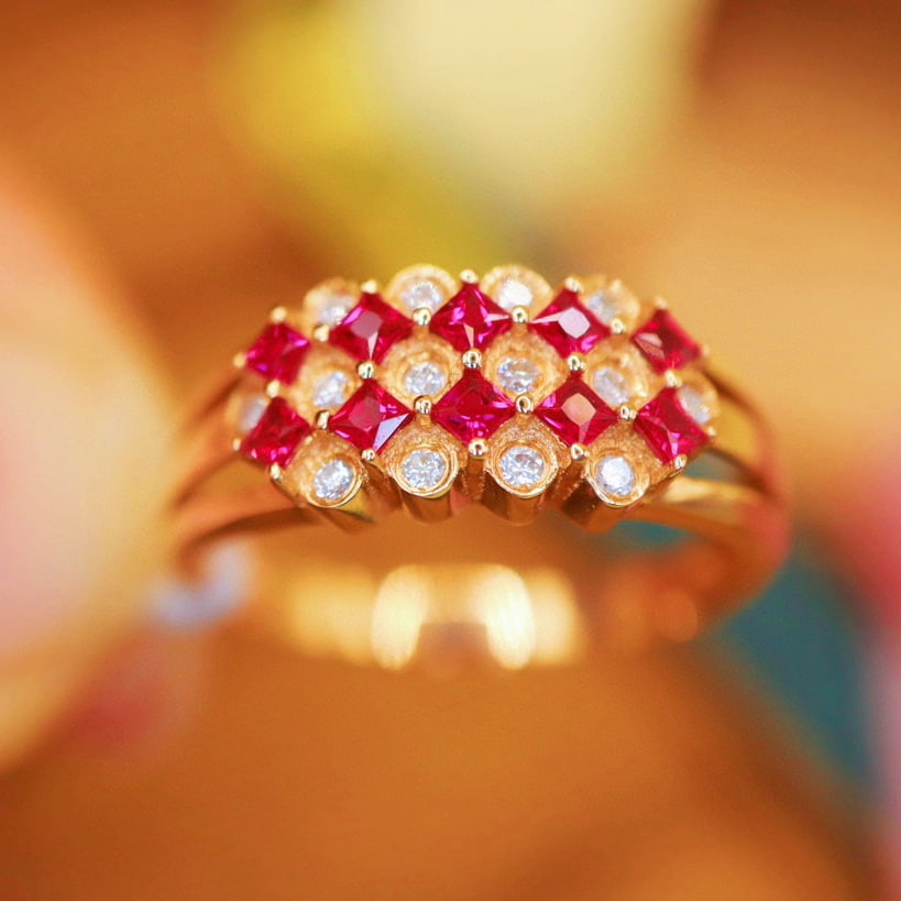 14k Gold 0.44 Ctw Natural Ruby & Diamond Ring - 4
