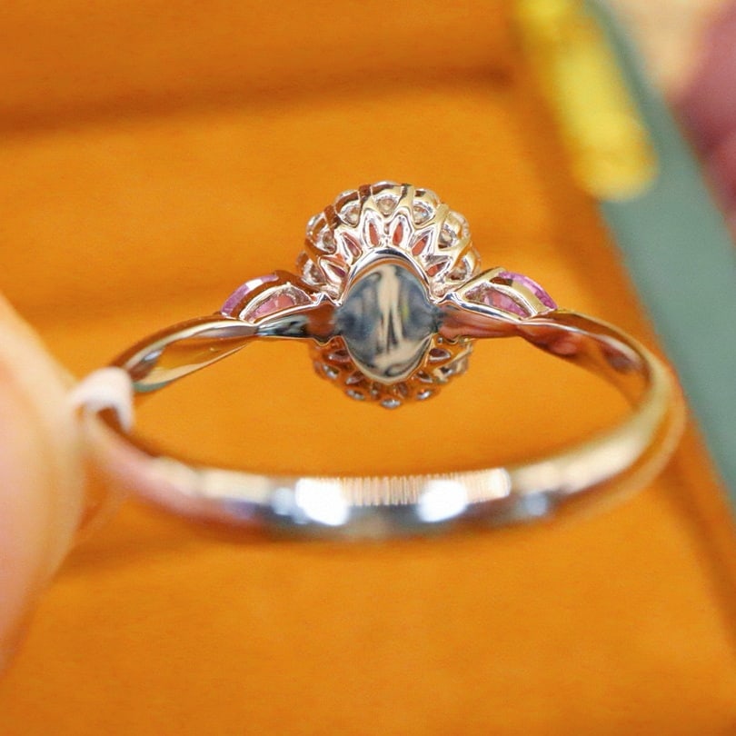 14k Gold 1.46 Ctw Natural Padparadscha Sapphire & Diamond Ring - 4