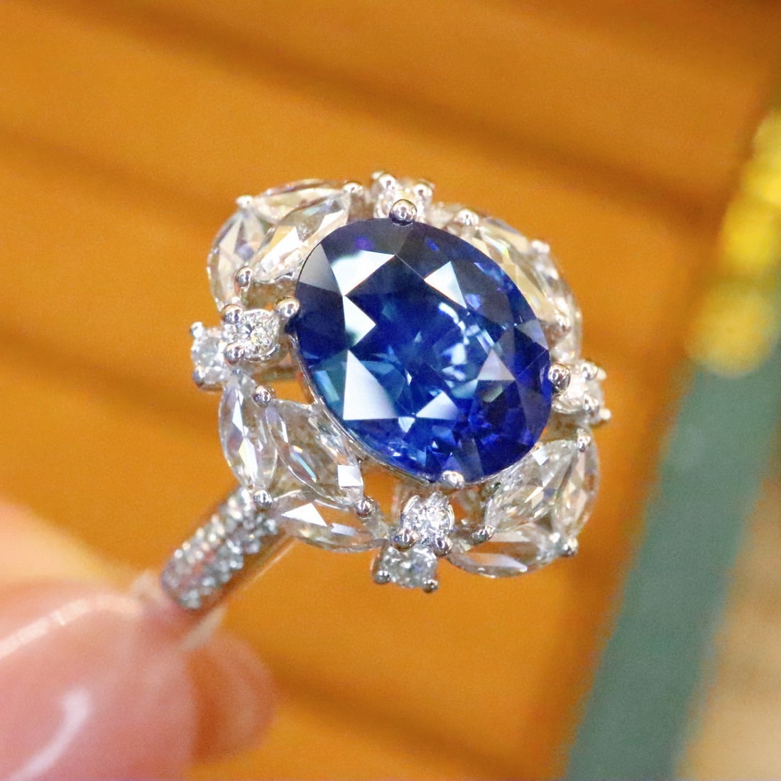 14k Gold 2.68 Ctw Natural Sapphire & Diamond Ring - 2