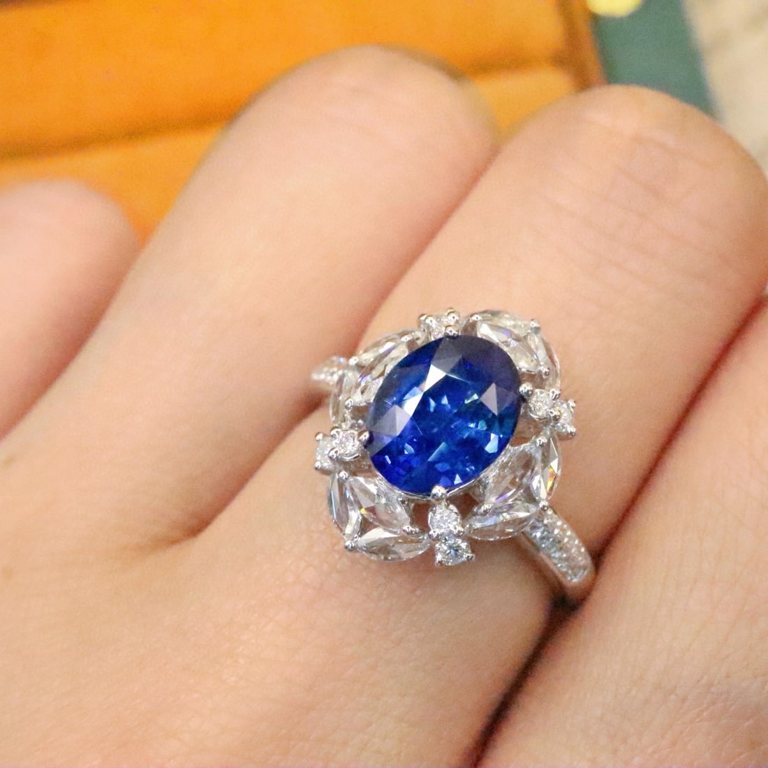14k Gold 2.68 Ctw Natural Sapphire & Diamond Ring - 5