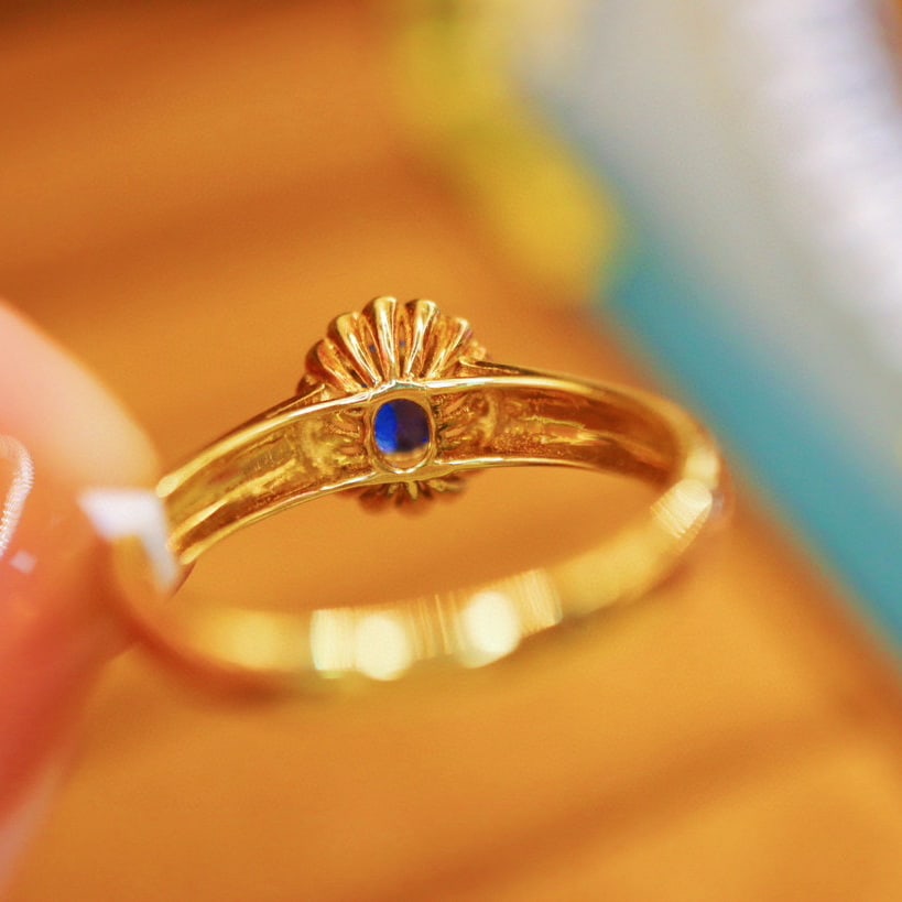 14k Gold 0.43 Ctw Natural Sapphire & Diamond Ring - 5