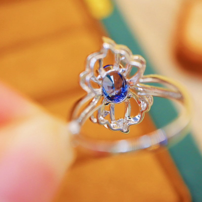 14k Gold 1.64 Ctw Natural Sapphire & Diamond Ring - 4