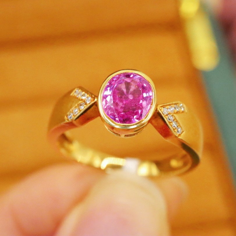 14k Gold 1.23 Ctw Natural Sapphire & Diamond Ring - 3