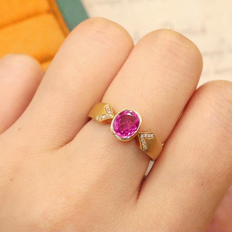 14k Gold 1.23 Ctw Natural Sapphire & Diamond Ring - 6
