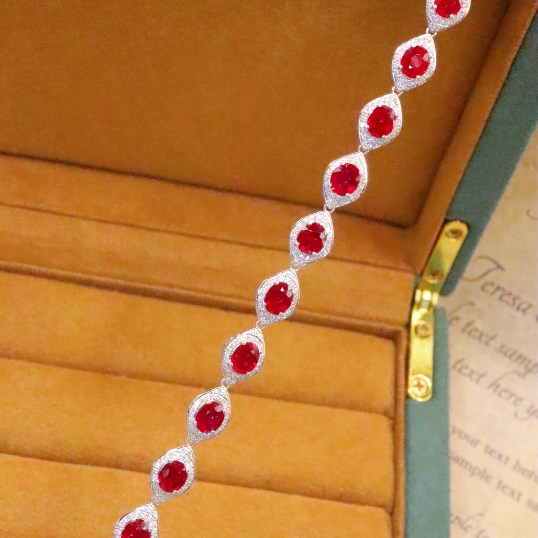 14k Gold 7.96 Ctw Natural Ruby & Diamond Bracelet - 5