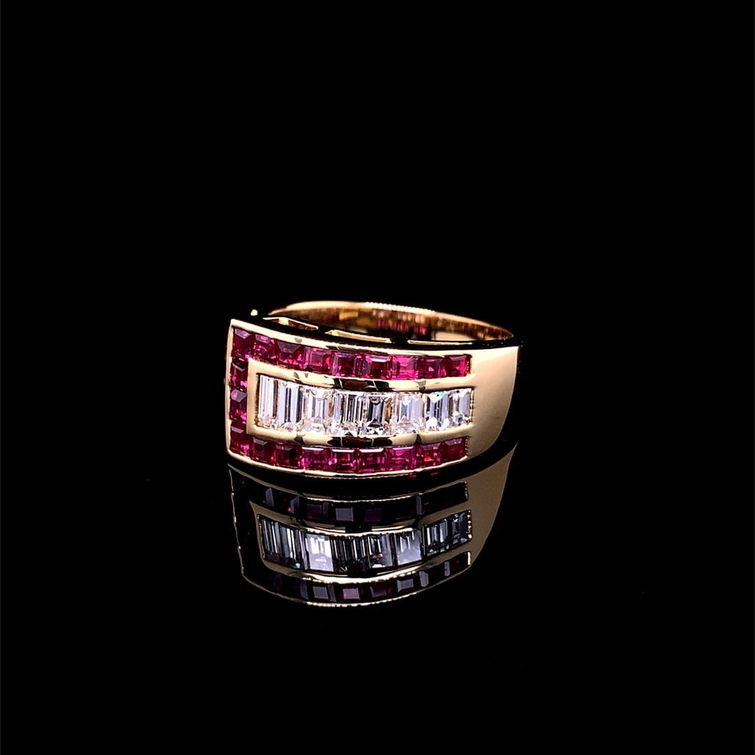 14k Gold 2.49 Ctw Natural Ruby & Diamond Ring - 2