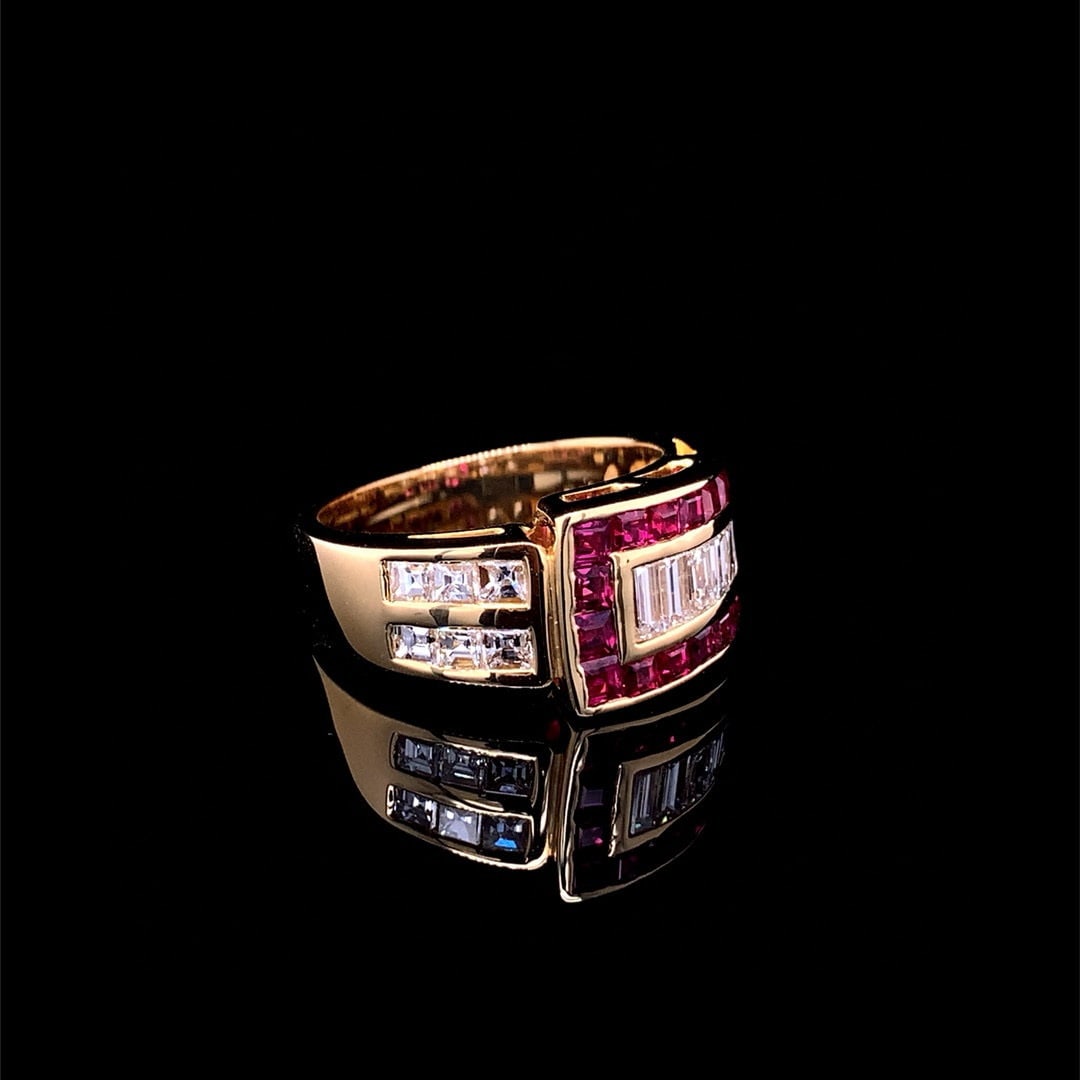 14k Gold 2.49 Ctw Natural Ruby & Diamond Ring - 4