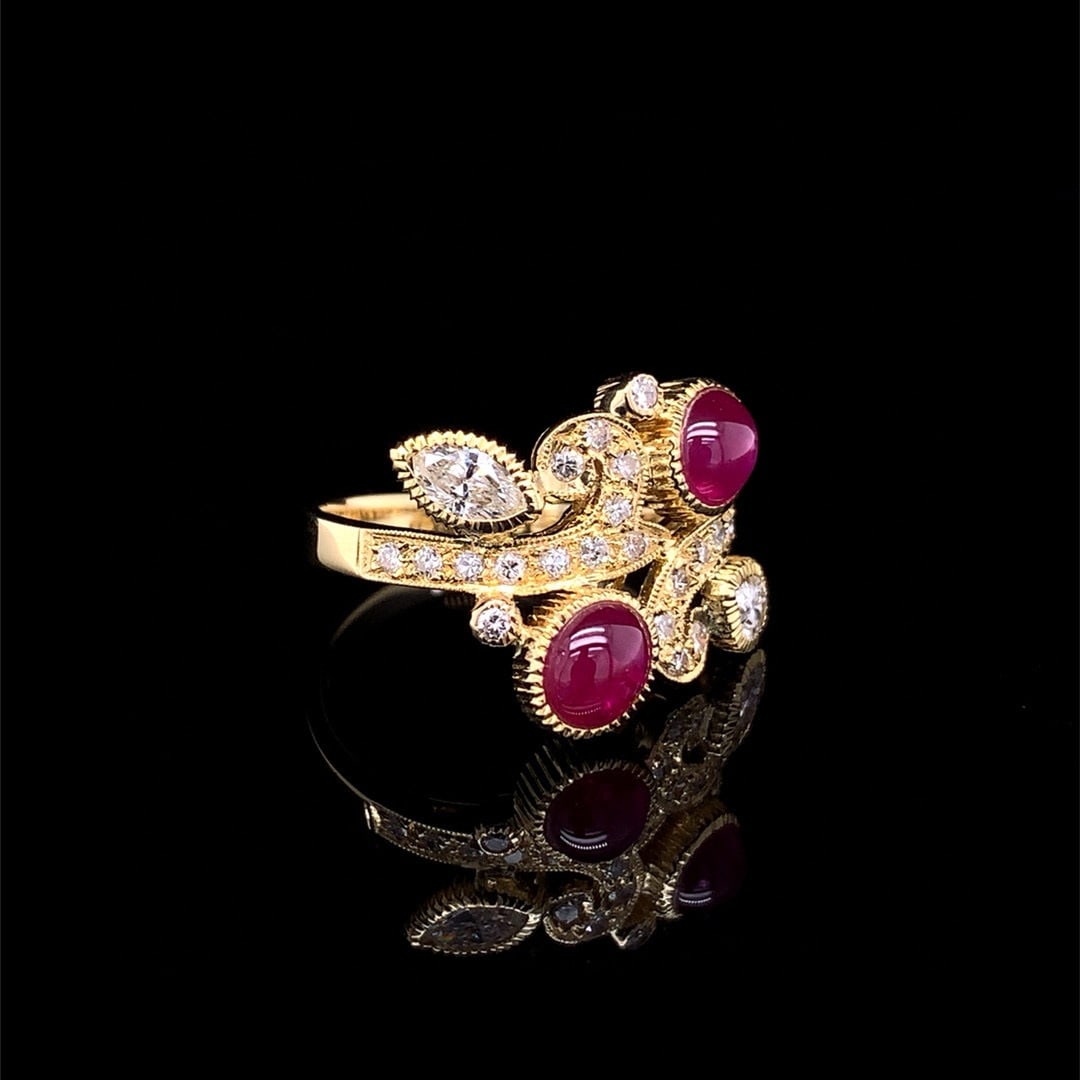 14k Gold 2.44 Ctw Natural Ruby & Diamond Ring - 2