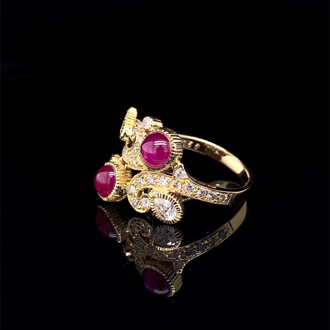 14k Gold 2.44 Ctw Natural Ruby & Diamond Ring - 3