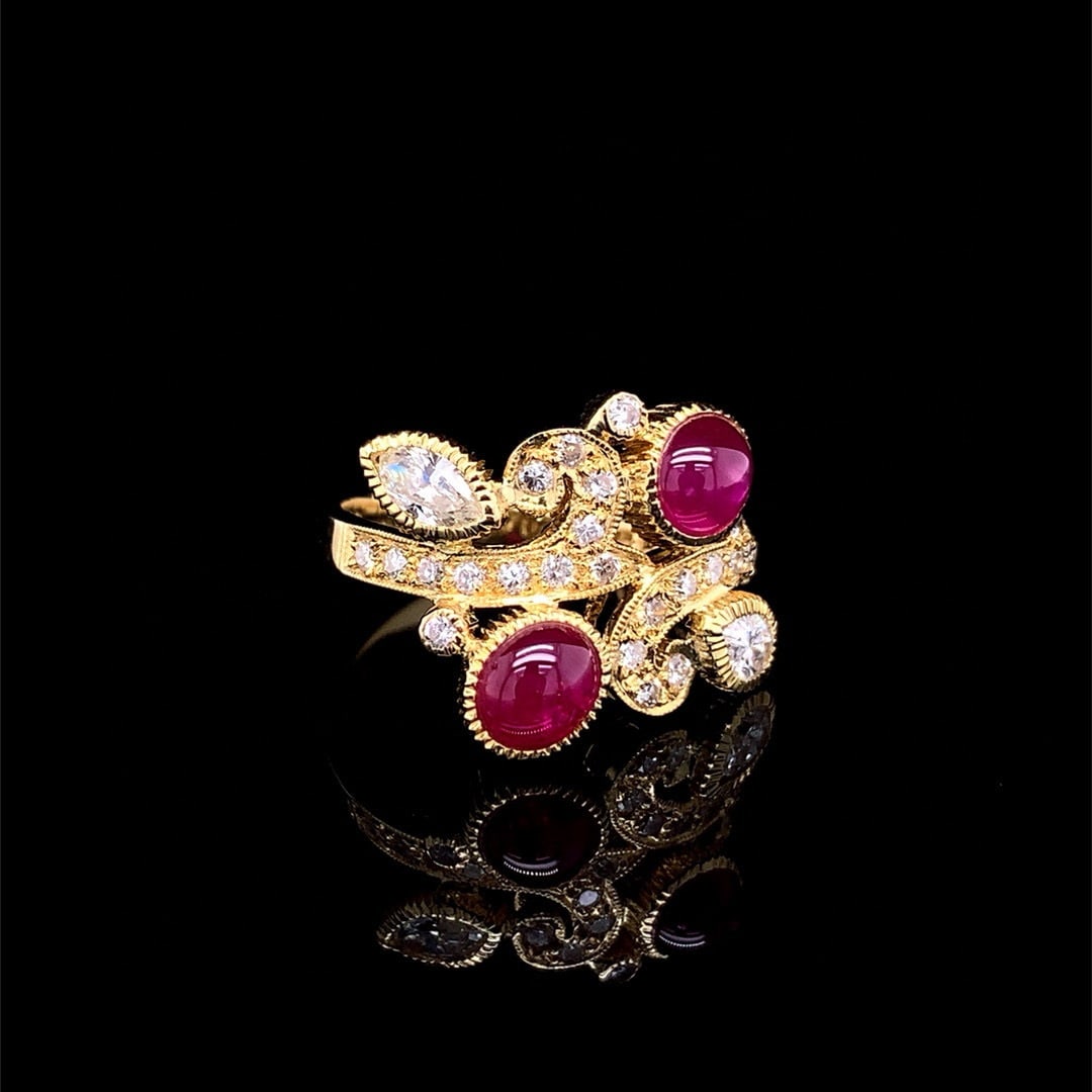 14k Gold 2.44 Ctw Natural Ruby & Diamond Ring - 4
