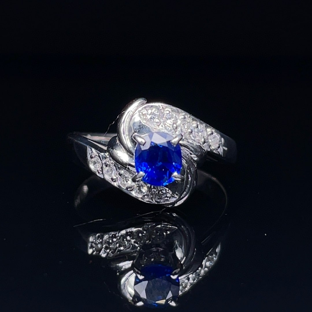 14k Gold 0.7 Ctw Natural Sapphire & Diamond Ring (1 of 6)