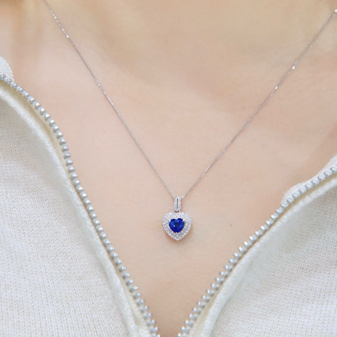 14k Gold 0.79 Ctw Natural Sapphire & Diamond Pendant( Without Chain ) - 3