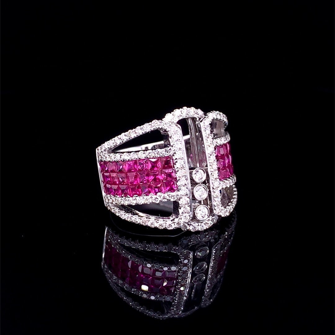 14k Gold 2.77 Ctw Natural Ruby & Diamond Ring - 3