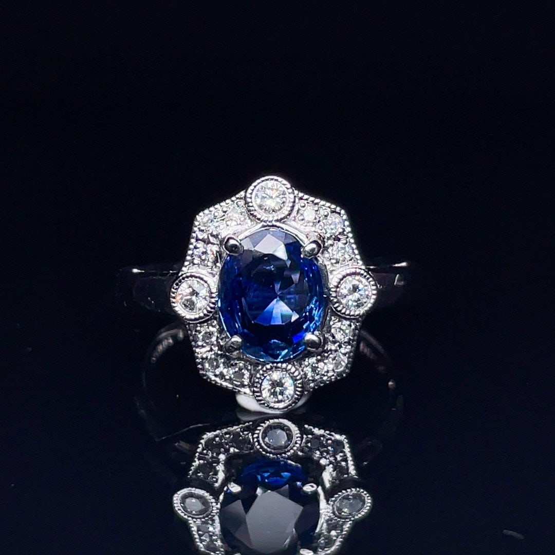 14k Gold 1.53 Ctw Natural Sapphire & Diamond Ring (1 of 6)