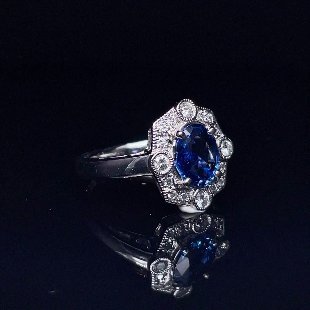 14k Gold 1.53 Ctw Natural Sapphire & Diamond Ring - 2
