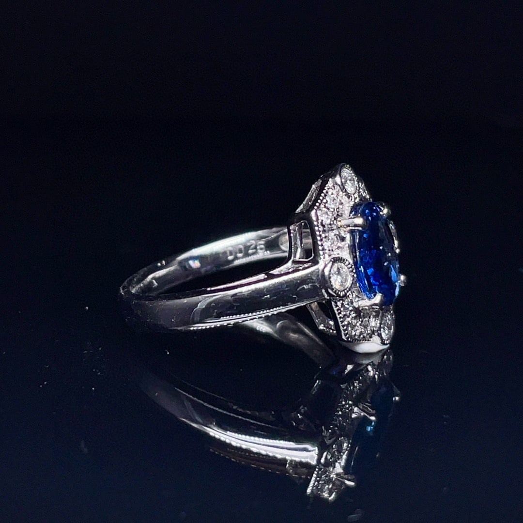 14k Gold 1.53 Ctw Natural Sapphire & Diamond Ring - 3
