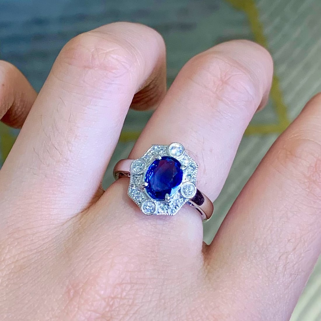14k Gold 1.53 Ctw Natural Sapphire & Diamond Ring - 5