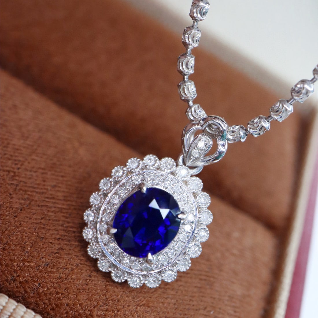 14k Gold 1.27 Ctw Natural Sapphire & Diamond Pendant( Without Chain ) - 5