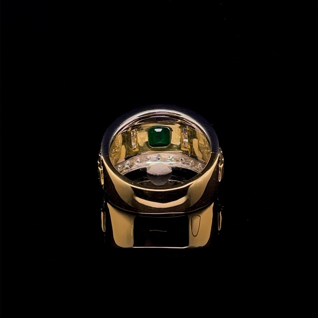 14k Gold 2.49 Ctw Vivid Green Natural Emerald & Diamond Ring - 4