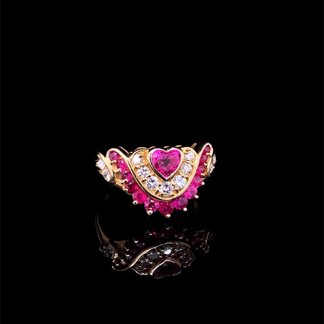 14k Gold 1.27 Ctw Natural Ruby & Diamond Ring - 2