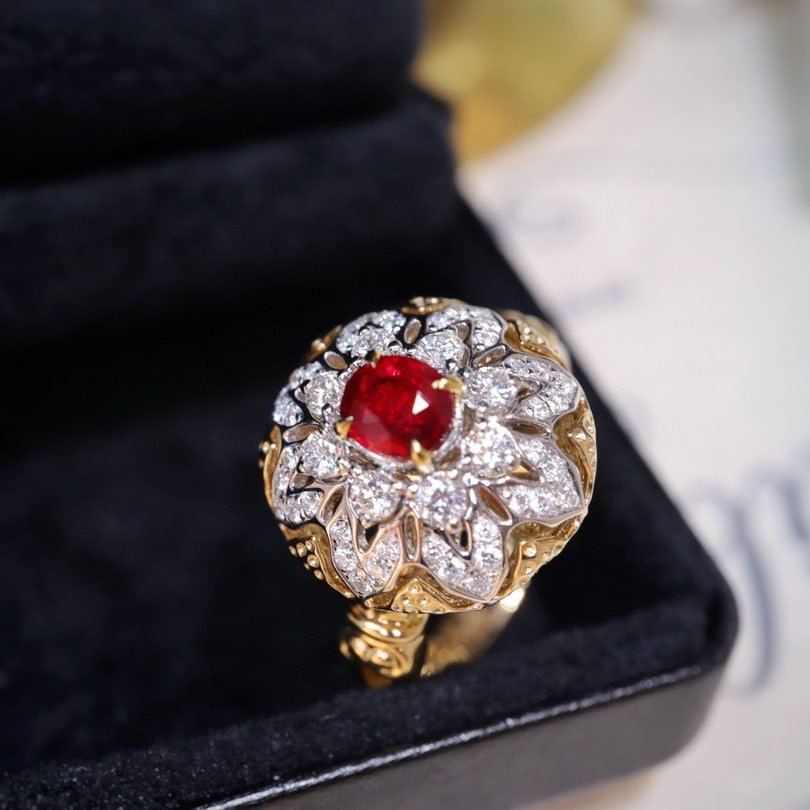 14k Gold 1.21 Ctw Natural Ruby & Diamond Ring - 2
